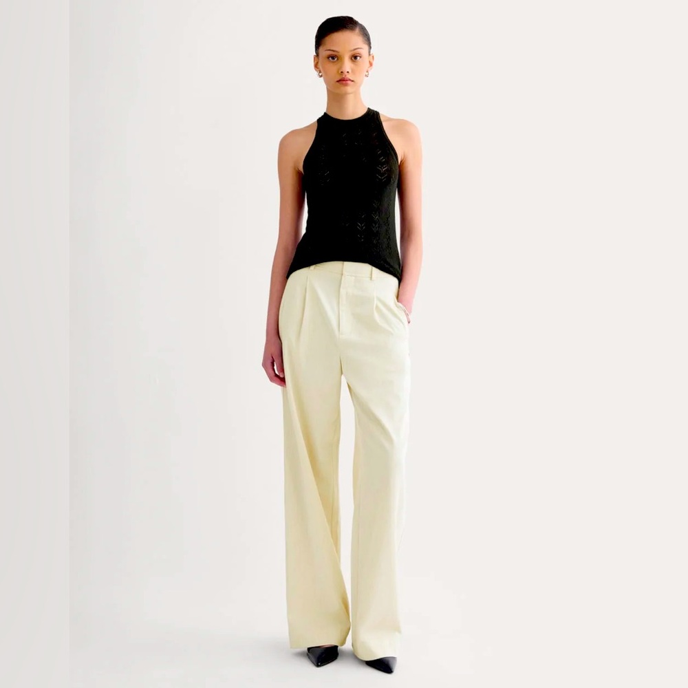 NWT EVERLANE Pointelle Racerback Tank in Ultrafine Merino BLACK SZ M